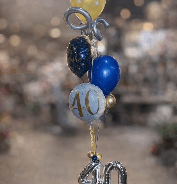Bouquet 4 Ballons anniversaire avec base de luxe et chiffre au choix